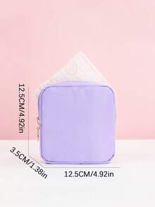 Sanitary Pad Storage Bag, Portable Menstrual Organizer Pouch With Zipper, Travel And Daily Use, Compact Period Essentials Case - Lilac Purple - View 2