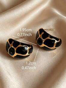 1 Pair Minimalist French Vintage Tortoise Shell Oil Drop Design Unique Elegant Elegant Suitable For Daily Casual Commute Women's Stud Earrings - Black - View 4