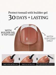 120pcs Short Square Brown/Pink Press-On Nails/Toenails, Short French Style Fake Nails, Women & Girls Toenail Decoration - Brown - View 3