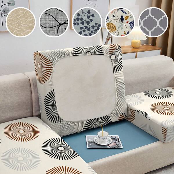 1pc Printed S/M/L Elastic Sofa Cushion Cover, Sofa Seat Cushion Protector, Suitable For Modern Daily Use And Bathroom