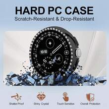 2 Packs Bling Diamond Case For Watch 4 Screen Protector 41mm/45 Mm Women,Glitter Rhinestone Full Protection Hard PC Cover Bumper For Watch 4 41mm/45 Mm Case Accessories - Transparent/Black - View 2