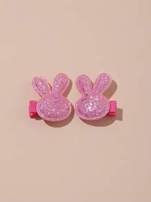 12pcs Baby Hair Clips, Cute Glitter Rabbit Head Design, Skin-Friendly Non-Snag Fabric-Wrapped Clips, Suitable For All Seasons, Daily Home Leisure, Holiday Party Celebration Gift, Fashionable Mom & Baby Essential, Perfect For Baby Photo Shoots - Multicolor - View 4
