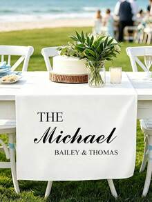 1 pieza Camino de mesa de boda personalizado con texto - Pancarta de lino con apellido personalizado, decoración de mesa dulce, decoración de boda elegante, regalo romántico para novio y novia, adecuado para el Día de San Valentín, aniversario, compromiso, despedida de soltera, celebración de boda - Multicolor - Ver 3