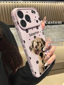 1件客製化寵物肖像與姓名側心3D設計大窗全覆蓋手機殼，相容 iPhone 17ProMax/17Air/16Pro/15/14ProPlus/13/12/11/XS Max/8/7 及 Galaxy S26ULTRA/S25Plus/S24/S23FE/S22/A03S/A05/A10S/A12/A13/A14/A15/A35/A36/A20/A50/A55/A56/M05，精美奢華、極具吸引力的全覆蓋鏡頭防摔保護殼手機配件 - 粉色 - 查看 3