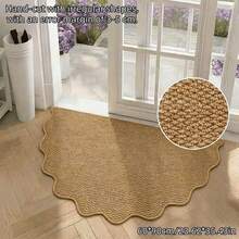 1pc Faux Sisal Asymmetrical Wavy Edge Doormat, Semi-Circular Wavy Design, Hand-Cut Delicate Texture Entryway Mat, Pet-Friendly Scratch-Resistant Wear-Resistant Mat, Natural Style Decorative Foot Mat For Hallway And Bedroom, Asymmetrical Size, Cutting Error 1-5cm, Decorative Rug, Bedroom Decor, Small Rug, Home Decor, Living Room Small Rug, Bedroom Rug, Outdoor Rug, Washable Rug - C - View 4