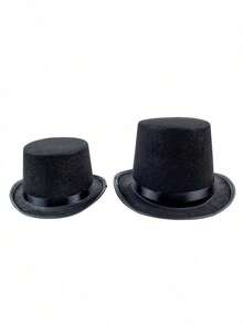 1pc Halloween Black Magician Top Hat, Felt High Hat Party Prop For Ball Performance Magic Hat - Black - View 1