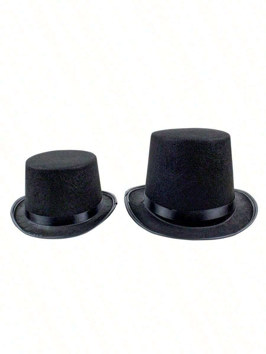 1pc Halloween Black Magician Top Hat, Felt High Hat Party Prop For Ball Performance Magic Hat - Black - View 1