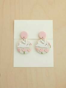 Cortadores de arcilla polimérica con formas de animales, conejo, oso, pájaro & silueta de gato para suministros de manualidades de pendientes hechos a mano con un toque caprichoso - Blanco - Ver 4