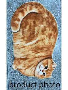 1pc Orange Cat Shaped Rug, Decorative Carpet, Bedroom Decor, Floor Mat, Carpet, Home Decor, Living Room Carpet, Small Living Room Rug, Bedroom Carpet, Living Room Home Decor, Outdoor Rug, Washable Carpet - Multicolor - View 3