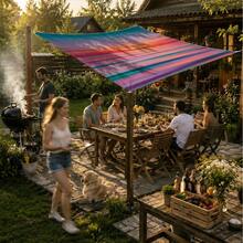 1pc Sunset Gradient Pattern Sun Shade Canopy, Modern Style, Colorful, Large Size, UV Protection, Sturdy And Durable, Easy Installation, Suitable For Beach, Garden, Patio, Includes Rope - Multicolor - View 2