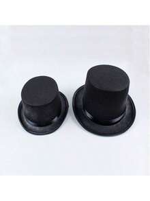1pc Halloween Black Magician Top Hat, Felt High Hat Party Prop For Ball Performance Magic Hat - Black - View 2