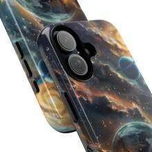 Funda para Teléfono con Diseño de Planetas de Cristal: Diseño Galáctico Metálico para iPhone, HONOR, , OPPO - Multicolor - Ver 8