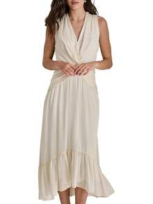 DKNY - Vestido de Manga Corta abombada hasta la Rodilla con Cierre Trasera expuesta - Iris Combo Nuevo - Ver 8