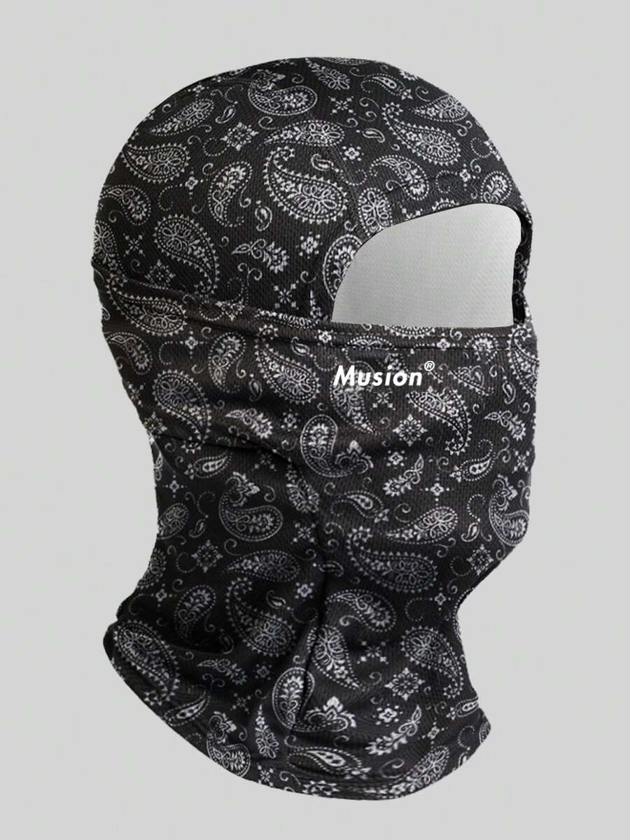1/2/3/5pcs Classic Paisley All-Over Print Musion Logo Balaclava, Breathable Mesh Full Face Motorcycle Mask, Windproof Dustproof Helmet Liner Headwear, Suitable For Motorcycle Riding, Hip-Hop Street Style - Multicolor - View 1