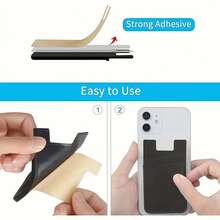 1pc Silicone Adhesive Card Holder, Universal Wallet Credit Card Sleeve Compatible With Most Smartphones - Multicolor - View 4