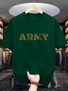 2025 Men'S Summer Fashion Casual Versatile Easy Letter Print Soft Comfortable Round Neck T-Shirt - 白色 - 查看 7