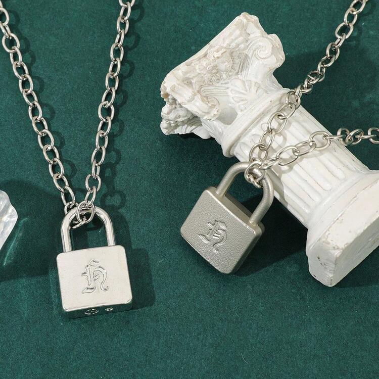 時尚鎖頭項鍊 龐克風韓系時尚飾品 女友生日禮物 - 彩色 - 查看 9