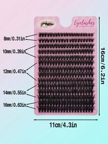 280pcs, 14 Rows, Cluster-Style False Eyelashes, Mixed Length Ranging From 8 To 16 Mm, 3D Russian-Style Voluminous Individual False Eyelash Clusters, Black False Eyelashes For Makeup Use. - 查看 6
