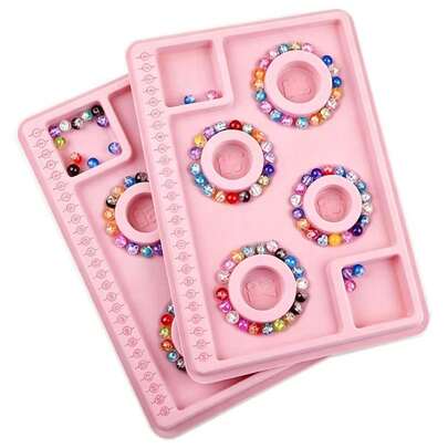 2pcs Pink Bracelet Design Tray - Beading Tool, DIY Bracelet Design Tray, Bracelet Beading Measurement Scale Display Tray, Suitable For Jewelry Beading, Easily Design Bracelet Works