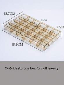 24 Grids Clear Pink Champagne Nail Art Rhinestone Beads Storage Box - Gem Container Case For Glitter Sequins Charms Flatback Crystals Small Jewelry Organizer - Multicolor - View 2