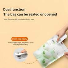 SOKANY Penyegel Mini Portabel, Klip Penyegel Kantong Snack, Fungsi Ganda Menyegel dan Membuka, Pemotong Pengaman Terintegrasi, Pengisian Daya Praktis Tipe-C (200mAh), Waktu Siaga Lama, Perekat Magnetik ke Kulkas, Cocok untuk Berbagai Kantong Snack dan Kantong Makanan - Putih - View 7