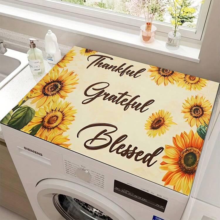 1pc Autumn Sunflower Floral Theme Diatomaceous Earth Kitchen Counter Mat, Highly Absorbent, Suitable For Tableware, Coffee Machine, Microwave, Etc. Fashionable Watercolor Design, Ideal Choice For Modern Kitchen. - Multicolor - View 13
