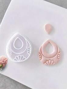 Boho Teardrop Polymer Clay Cutters, Embossed Shell Pattern For Handmade Statement Dangle Earring Craft Supplies - White - View 3