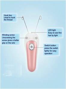 AXH. Epilator Elektrik untuk Wanita, Penghapus Bulu Wajah, Epilator Wajah untuk Pipi dan Alis, Alat Kecantikan Rias Wajah DIY - Rose Gold - View 6