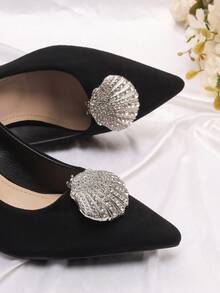 Hebilla de flor de metal desmontable con decoración de strass, accesorios para sandalias y piezas de reparación de superficie de zapatos - Plateado - Ver 4