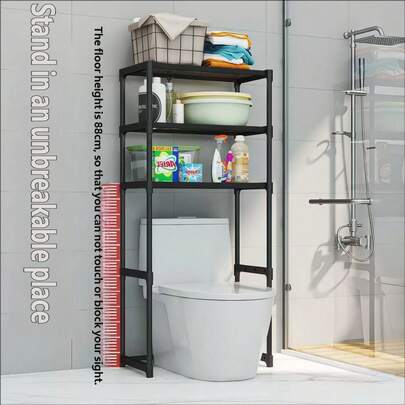 Étagère autoportante de 154 cm de haut au-dessus du lave-linge, en fer robuste, rangement ouvert sur 3 niveaux, deux options de couleur noir et blanc, organisateur polyvalent pour buanderie, salle de bain, balcon