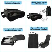 Portable Oxford Cloth Golf Shoe Carrier Bag, Lightweight Handbag Dustproof For Golf Football Tennis Shoes - Black - View 6