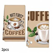 2/4/6件組咖啡圖案印花廚房抹布，烹飪烘焙用茶巾、洗碗布、清潔巾、手巾，超柔軟高吸水，廚房裝飾配件，日常居家必需品 - 彩色 - View 15