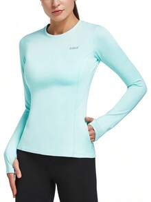 Camiseta térmica de forro polar para correr de mujer Baleaf - azul real - Ver 9