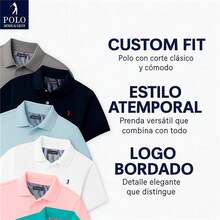 POLO MODE & GENS Playera Polo Hombre Lisa de Algodón Peinado |   Custom Fit con Logo Bordado |   Casual, Atemporal y Versátil |   Variedad de Colores - Negro - Ver 6