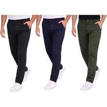 Holstone Pack 3 Pantalones Estilo Chino de Gabardina Premium Hombre - Uso Casual y Oficina Moda Caballero - Pantalón de Algodón. - Negro - Azul Marino - Verde Olivo - Ver 10