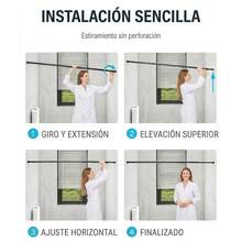Barra Telescópica Sin Perforar para Cortinas y Ropa, Varilla Extensible Antideslizante para Baño, Cocina y Balcón, Soporte para Colgar Ropa Resistente al Desgaste - A - Ver 2