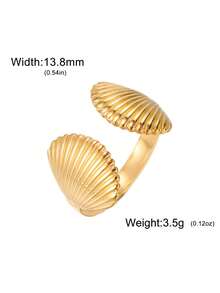 LIKGREAT 1pc Fashion Women's Stainless Steel Starfish Shell Open Ring, Unisex Minimalist Versatile Accessory, Niche Exquisite Daily Wear, Great Gift - Ocean Series - View 8