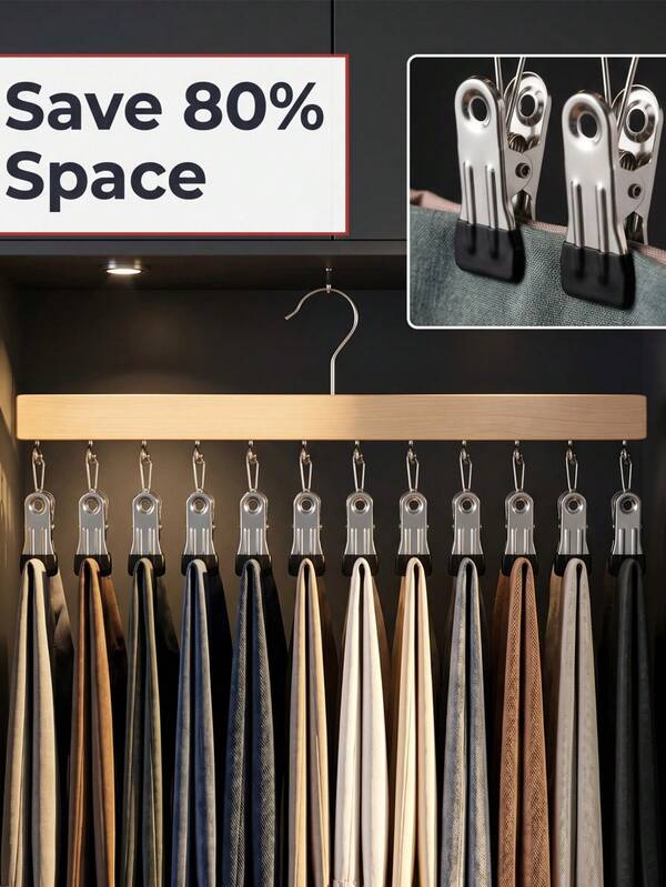 12 Clips Perchero para Pantalones Resistente Antideslizante Ahorrador de Espacio Perchero Multiusos para Mujeres Hombres Organizador de Armario Estético Perfecto para Sostener Faldas Calcetines y Bufandas Perchero de Ropa Organizador de Ducha Organizador de Baño Organizador de Ropa Dormitorio
