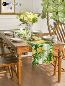 1pc,Summer Style,Pastoral Refreshing Summer Table Runner,Lemon Line Print,Multiple Sizes Available,Entrance Decor,Microwave Dust Cover,Suitable For Kitchen Dining Table Decoration,Party Decor,Dining Table Decor,Dining Table Arrangement,Home Decor - Green - View 6
