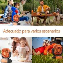portatil recargable,Ventiladores de mesa,Abanico Camping Recargable con Linterna LED y Gancho,7800 mAh,pivote de 270 ° ,ruido bajo, velocidad continua,para acampar, viajes, hogar, oficina - naranja - Ver 6