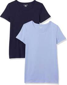 Camiseta de manga corta con cuello redondo de corte clásico  Essentials para mujer - Blanco/Negro - Ver 20