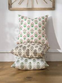 1 Stück quadratischer Kissenbezug mit doppelseitigem Blumenmuster in Braun, rustikaler Vintage-Kissenbezug, dekorativer Kissenbezug für Sofa, Heimsofa, Bett, Wohnzimmer, Kissenbezug-Dekoration, Studentenwohnheim-Schlafzimmer-Dekoration, Heimdekoration, Raumdekoration, Wohnzimmer-Dekoration - Graubraun - Übersicht 7