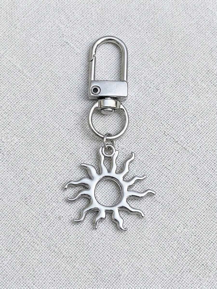 INS Style Sun Keychain, Minimalist Bag Charm, Student Backpack Pendant, Unisex, Couple & Best Friend Gift - Silver - View 1