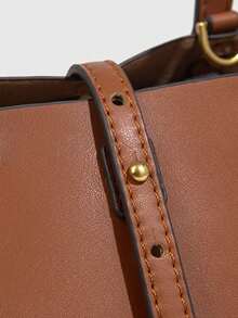 Dedoo Fashion Large Capacity Trapezoid Bag Designer Style Exquisite Lock Shoulder Bag Luxury PU Leather Handbag Premium Underarm Bag (With Gift Bags) - Brown - View 10