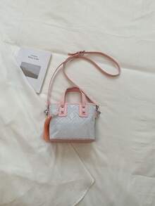 Bolso cubo mini de cuero sintético de unicolor, bolso versátil casual & bolso bandolera - Rosa - Ver 5