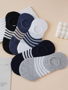 5 Pairs Spring/Summer New Anti-Odor Sweat-Absorbent Thin Durable Breathable Striped Short Boat Socks For Men And Women - Multicolor - View 3