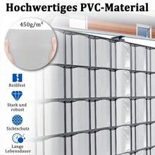Sichtschutzstreifen aus PVC 35 x 19-beständig, wasserdicht,ßfest mit 25 Clips für Garten und Balkon Vollständiger Sichtschutz - WEISS - Übersicht 3