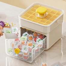 1pc 68-Slot Double-Layer Tray, One-Touch Pressing Type Ice Tray With Built-In Spoon For Quick Ice Making, Easy Release, Suitable For Home Use, Portable Freezing Container, Household Storage Box, Fun DIY Set With Storage Box And Spoon, 68-Slot Double- - Multicolor - View 7