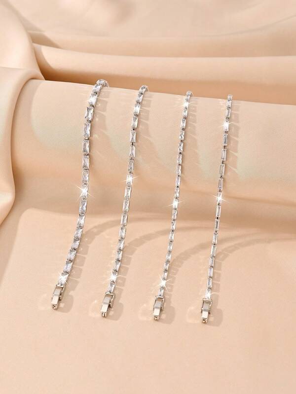 Multi-Size Zirconia Tennis Bracelet, Luxury Hip-Hop Style, Gold Base With "Dense Zirconia Inlay + Tennis Chain Structure" Design, Combining Sparkling Hip-Hop Vibe And Exquisite Luxury Jewelry Feel. Suitable For Mature Style, Daily Outings, Fashion Outfits Or Casual Gatherings