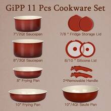 GIPP Nonstick Ceramic Cookware Set, Healthy  Kitchen Frying Pan Collection, Dishwasher , PFAS PTFE PFOA  Pots And Pans Set - 查看 4